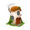 Mushroom house of dwarf or gnome, fairy tale hut