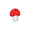 Mushroom icon. Amanita Muscaria fly agaric sign Magic mushroom symbol Vector illustration isolated on white background