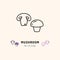 Mushroom icon Champignon Vegetables logo. Thin line art design