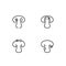 Mushroom icon with spoon fork concept outline stroke set flat design black and white color illustration