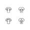 Mushroom icon with spoon fork concept outline stroke set flat design black and white color illustration