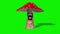 Mushroom Monster Hit it Front Green Screen 3D Rendering Animation