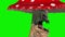 Mushroom Monster Look Around Green Screen Close 3D Rendering Animation