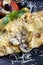 Mushroom Omelet with Parmesan and Tomato Salad