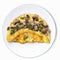 Mushroom Omelet on Plate Top View Isolated