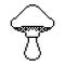 Mushroom outline pixel art on white background