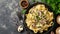 Mushroom pasta, pappardelle with cream sauce and parsley. Generative Ai