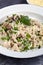 Mushroom Pea and Chicken Risotto with Parmesan