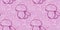 Mushroom pink linen effect texture border. Seamless woven woodland fungus decorative print for canvas autumn ribbon.