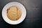 Mushroom puree soup. On a wooden background.. Top view