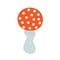 Mushroom red with white dots, fly agaric seasonal Halloween vector illustration of inedible witch mushrooms