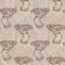 Mushroom seamless hand drawn linen style pattern. Organic fungi natural tone on tone design for throw pillow, soft