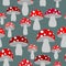 Mushroom seamless pattern. Vector background of fly agaric. Vint