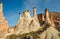 Mushroom shaped fairy chimneys rock formation in Pasabag valley