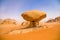 Mushroom shaped rock in Majestic Wadi Rum