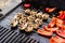 Mushroom skewers on grill