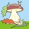 Mushroom and slug, vector illustration