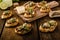 Mushroom snacks on grilled baguette