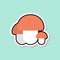 Mushroom Sticker On Blue Background Colorful Vegetable Icon