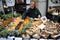 Mushroom vendor at the Borough Market in London, Uk