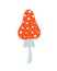 Mushroom with white dots, fly agaric seasonal Halloween vector illustration of inedible witch mushrooms