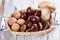 Mushrooms, chestnuts, walnuts