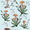 Mushrooms edible vegeterian  organic mushrooming seamless pattern, illustration. boletus, aspen mushroom