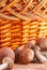 Mushrooms. Freshly picked edible Birch Mushroom and basket