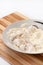 Mushrooms poached in flour prepared for frying