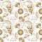 Mushrooms seamless pattern. Hand drawn. Vintage. Vector illustration art