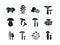 Mushrooms silhouette set. Black vector silhouettes. Fill solid icon. Modern glyph design. Champignon enoki truffle