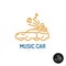 MusiÑ car logo. Linear style vehicle silhouette