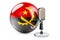 Music of Angola concept. Retro microphone with Angolan flag. 3D rendering
