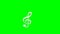 Music animation with treble clef swinging on green screen, flying notes, animated music thema