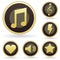 Music appreciation icons on vector button set