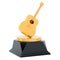 Music award, golden acoustic guitar concept. 3D rendering
