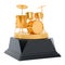 Music award, golden drum kit concept. 3D rendering