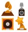 Music award old trophy cups isolated objects