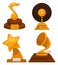 Music awards note and vinyl disc star and gramophone shape