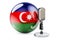 Music of Azerbaijan concept. Retro microphone with Azerbaijani flag. 3D rendering