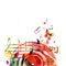 Music background with colorful vinyl record and music notes vector illustration design. Artistic music festival poster, events, pa