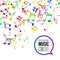 Music background. Musical background with musical notes. Vector rainbow colorful background