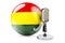 Music of Bolivia concept. Retro microphone with Bolivian flag. 3D rendering