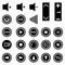 Music buttons monochrome symbols vector illustration