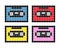 Music cassette pattern. Dots pixel cassette image.