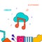 Music cloud storage filled line icon, simple illustration