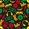 Music club dj color icons seamless pattern