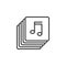 music collection line icon, playlist outline logo illustr