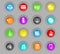 Music colored plastic round buttons icon set