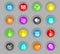 Music colored plastic round buttons icon set